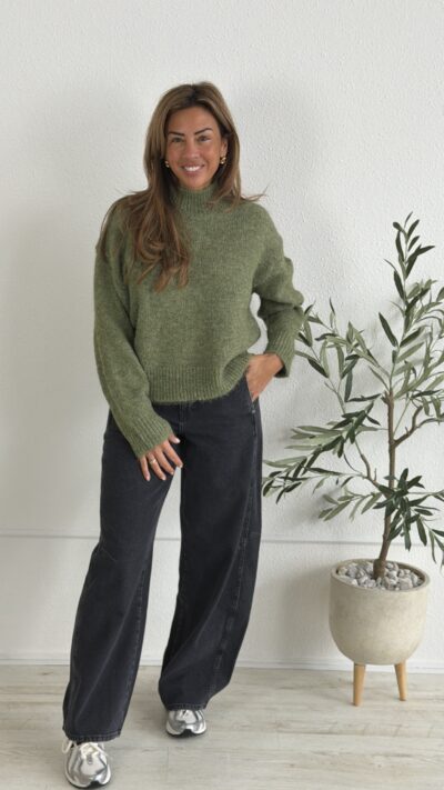 Neo Noir Pauline Fluffy knit blouse Dusty green