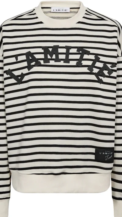 Haute L'amitie Stripe logo sweat offwhite black