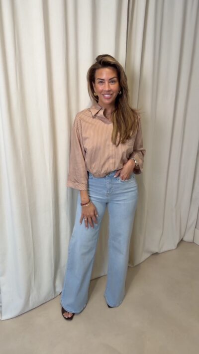 Peppercorn PcOmmie shirt Nougat Brown Stripe