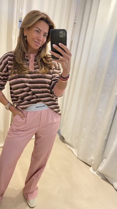 Reinders Penelope Polo Sweater Dusty Rose