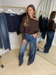 Off Shoulder Trui Bruin