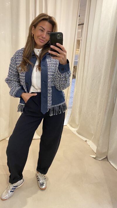 Peppercorn PCMarlow Fringe Jacket Fog Sand Jacquard