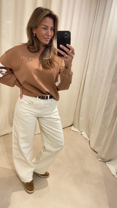 Haute L'Amitie maxi split logo sweat camel