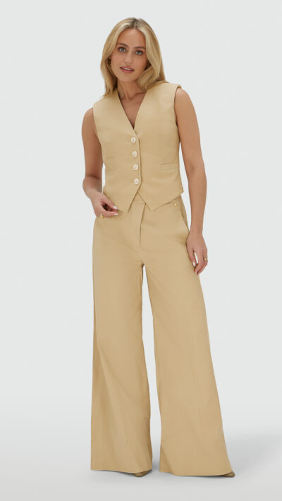 Josh V Regina mid rise wide leg pantalon light Camel