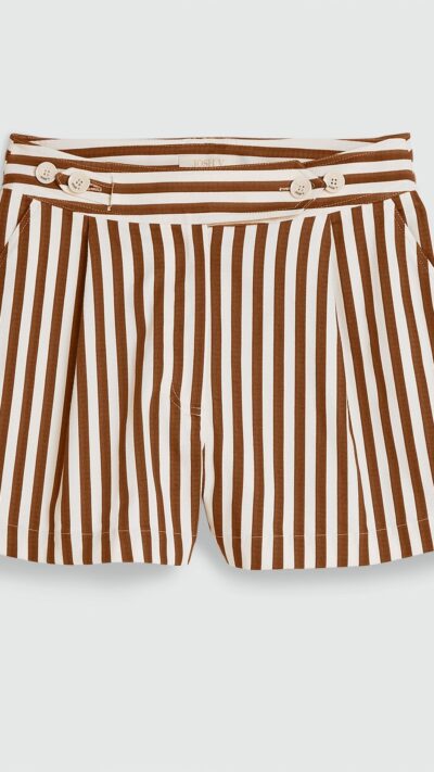 Josh V Faris mid waist shorts Mocha Brown Stripe
