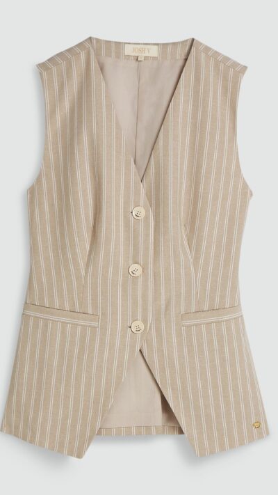 INEZ gilet met strepen stone stripe