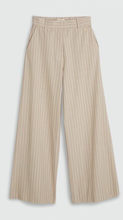 Josh V ODESSA mid rise wide leg pantalon met strepen stone stripe