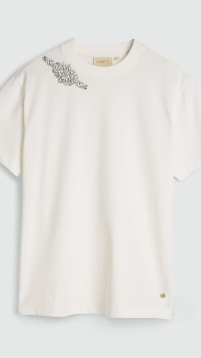 ROXY oversized T-shirt met strass off white