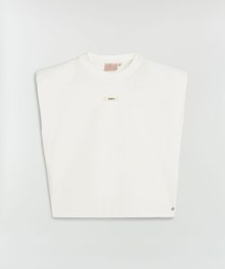 Josh V SUE T-shirt met schoudervulling off white